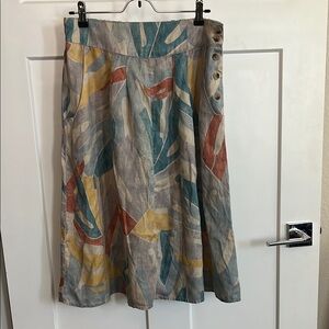 Prana Green and Blue Midi A-Line Skirt